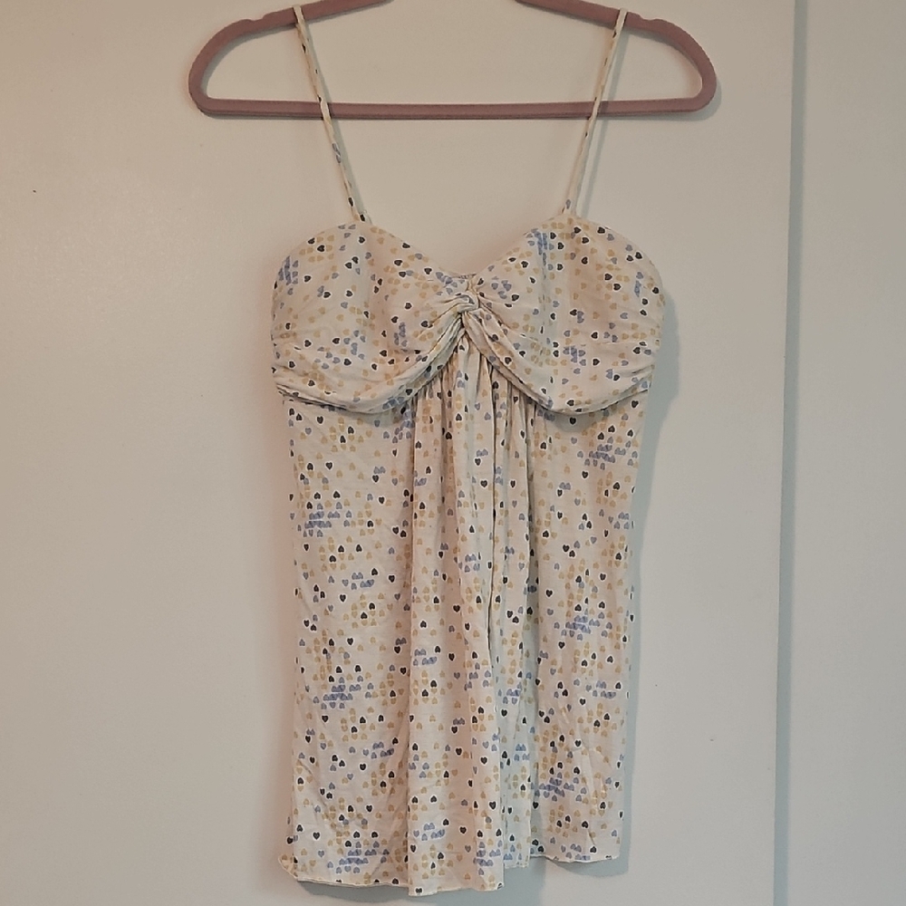 No Boundaries Cream and Blue Spaghetti Strap Top